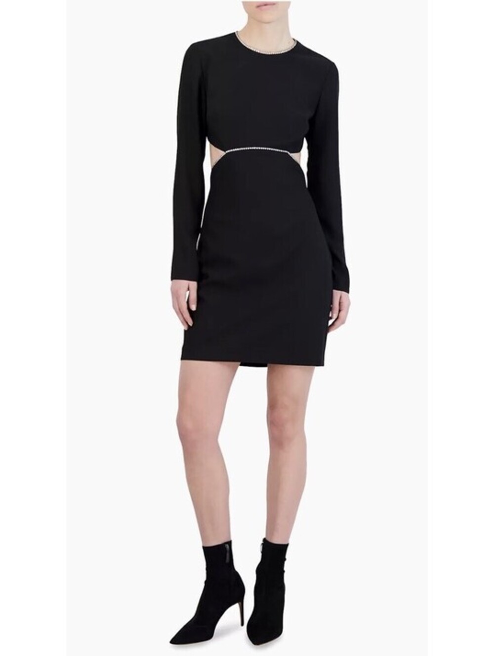 BCBG MAXAZRIA Crystal-Embellished Cut-Out Minidress Black Size S